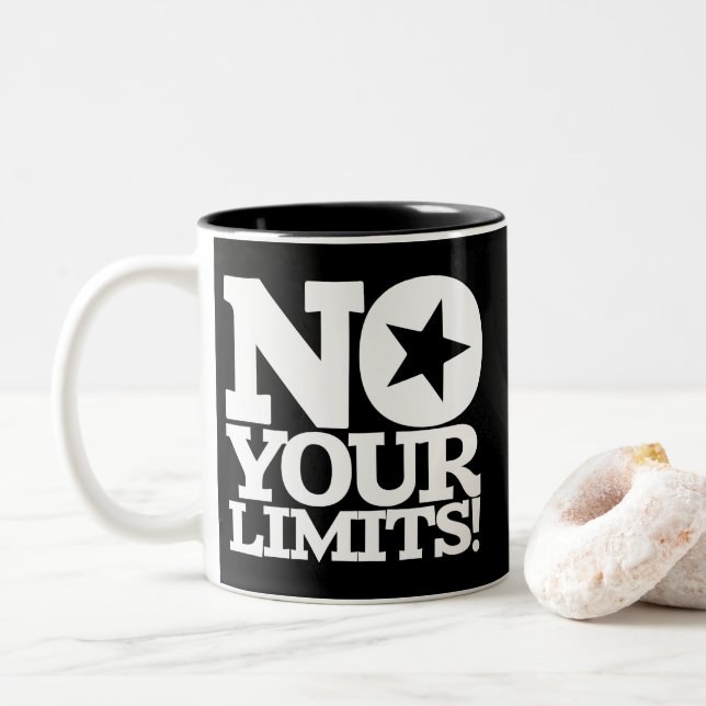 Tasse 2 Couleurs Pas De Limites ! Blanc noir (Avec donut)