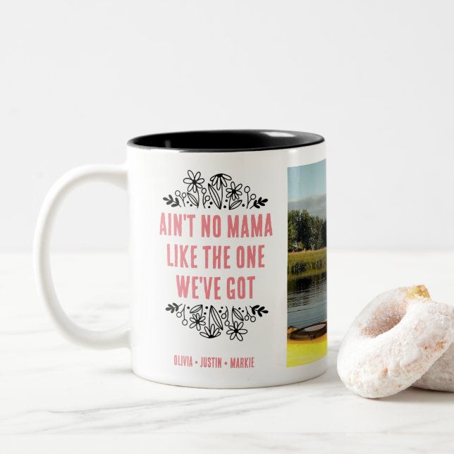 Tasse 2 Couleurs Pas de maman Maman Cadeau Une photo (Avec donut)