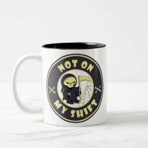 Tasse 2 Couleurs Pas sur mon poste Grim Reaper Citation d'Halloween