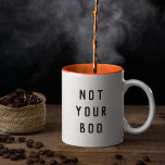Tasse 2 Couleurs Pas ton Halloween Boo<br><div class="desc">Servez une tasse de votre "brasse" préférée dans notre drôle de tasse d'Halloween. Le design comporte "pas votre livre" en lettres noires modernes. On l'aime dans le style bicolore avec une décoration festive d'orange d'Halloween.</div>