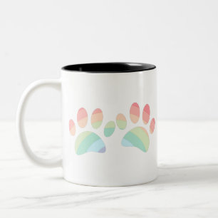 Tasse 2 Couleurs Pastel Color Rainbow Chien Empreintes de pattes