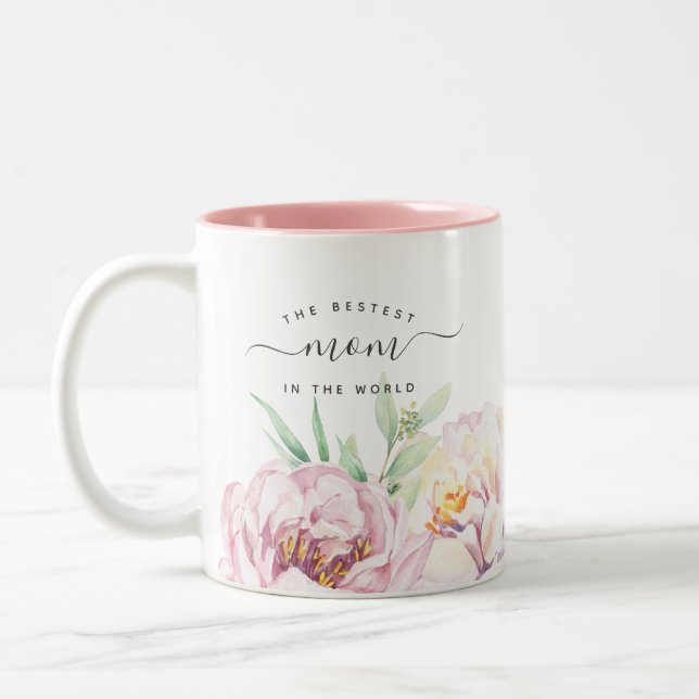 Tasse 2 Couleurs Pastel Floral | La meilleure maman du monde (Gauche)