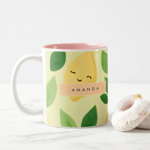 Tasse 2 Couleurs Pastel personnalisé Cute Smiling Citron Motif