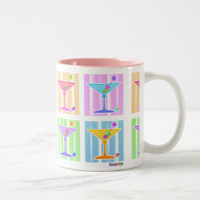 TASSE 2 COULEURS PASTEL POP ART MARTINIS (Droit)