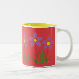 Tasse 2 Couleurs Patch de fleurs violettes