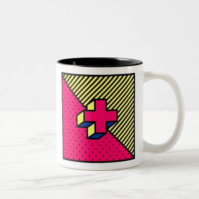 Tasse 2 Couleurs Patch Neo-Memphis - Signal Cross/Plus (Droit)