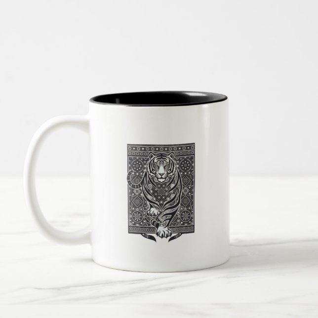 Tasse 2 Couleurs Patchwork Mandala Tigre  (Gauche)