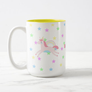 Tasse 2 Couleurs Pâte mignonne customisée Unicorn arc-en-ciel anniv