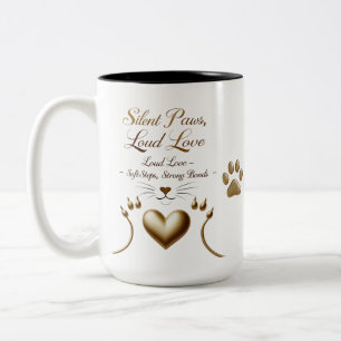Tasse 2 Couleurs Pâtes silencieuses, Amour bruyant - Chat minimalis