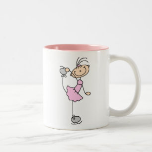 Tasse 2 Couleurs Patineuse artistique fille rose en bâtonnets