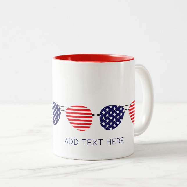 Tasse 2 Couleurs Patriotic USA Aviator Lunettes de soleil Ajouter s (Devant droit)
