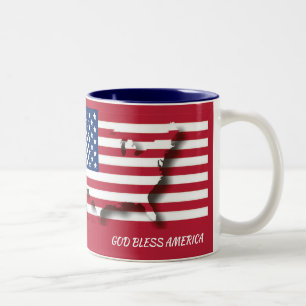 Tasse 2 Couleurs Patriotique DIEU BÉNISSE L'AMÉRIQUE