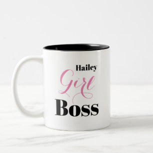 Tasse 2 Couleurs Patronne Féminine Écriture Élégante Rose Noir Pers
