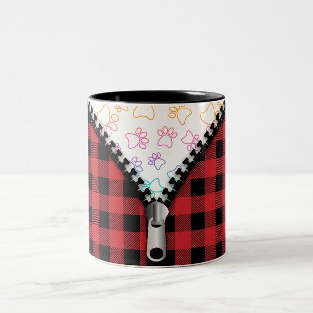 Tasse 2 Couleurs Patrouilles De Chien Plaid De Buffalo (Centre)