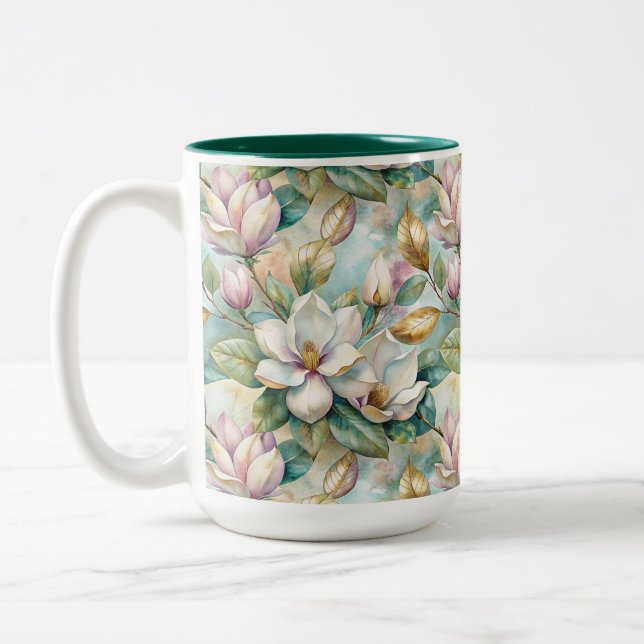 Tasse 2 Couleurs Pattern Elegant Magnolia Flowers (Gauche)