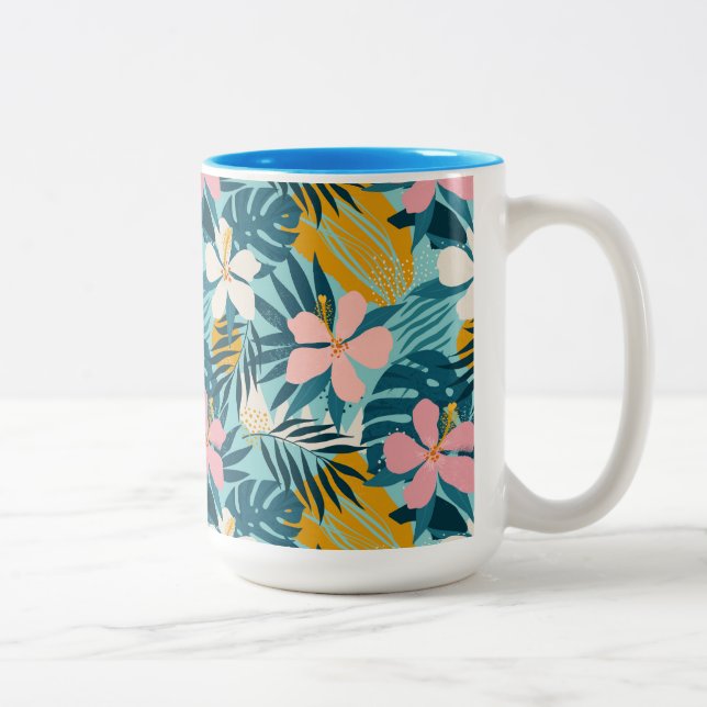 Tasse 2 Couleurs Pattern tropical hibiscus (Droit)