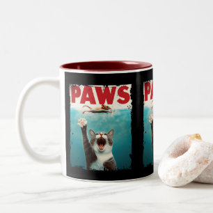 Tasse 2 Couleurs PAWS Parodie Souris Chat Humoristique Chat Chasse 