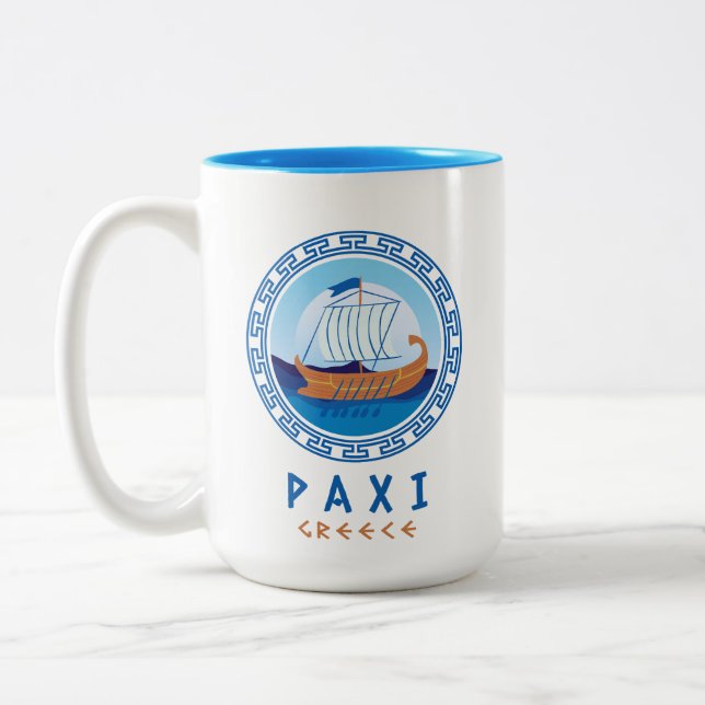 Tasse 2 Couleurs Paxi, Grèce Conception de navires grecs (Gauche)