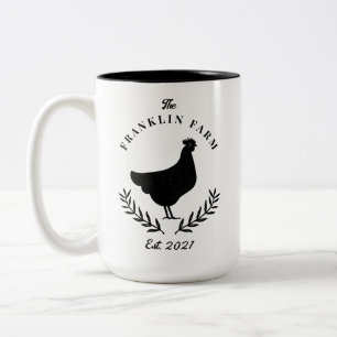 Tasse 2 Couleurs Pays de la ferme de poulet sur mesure