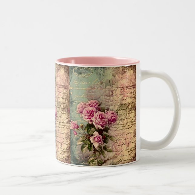 Tasse 2 Couleurs Pays français chic, roses chics et roses minables, (Droit)