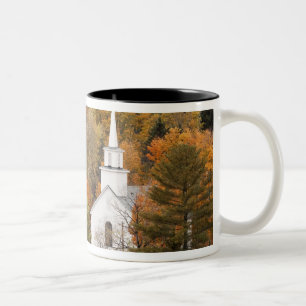 Tasse 2 Couleurs Paysage d'automne avec église, Vermont, États-Un