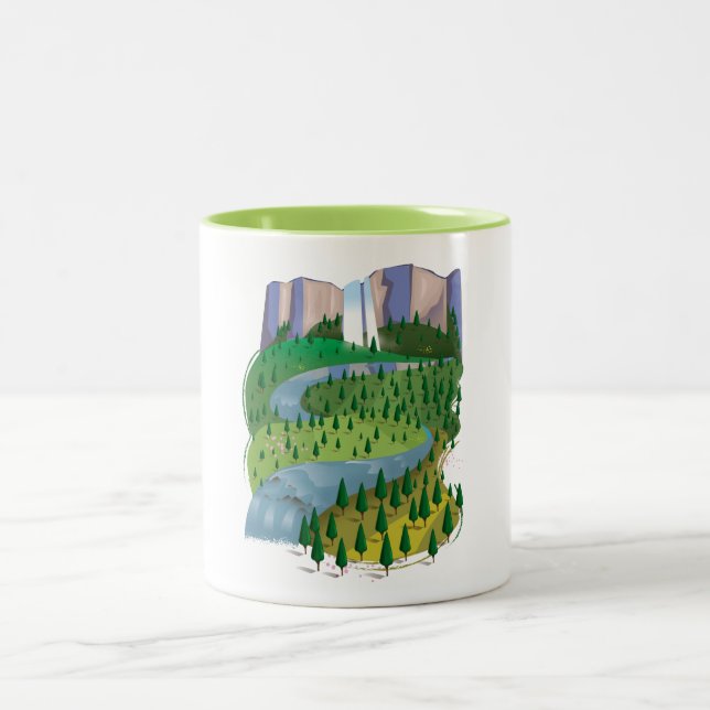 Tasse 2 Couleurs Paysage de cascade (Centre)