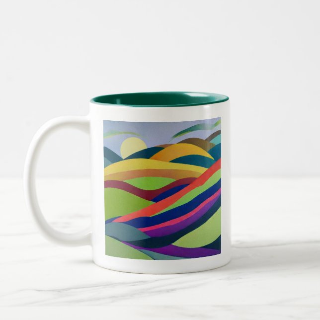 Tasse 2 Couleurs Paysage de collines arc-en-ciel (Gauche)