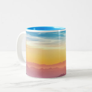 Tasse 2 Couleurs Paysage de montagne au coucher du soleil