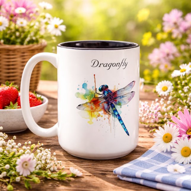 Tasse 2 Couleurs Paysage de rêve de libellule, sur mesure (Créateur téléchargé)