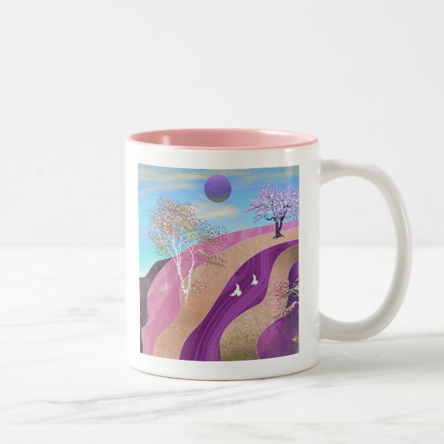 Tasse 2 Couleurs Paysage des fleurs du printemps (Droit)