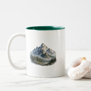 Tasse 2 Couleurs Paysage majestueux de montagne et de forêt à l'aqu