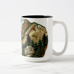 Tasse 2 Couleurs Paysage montagnard brodé