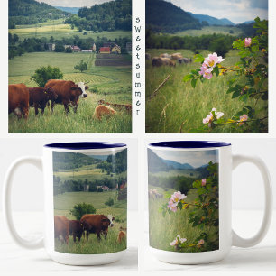 Tasse 2 Couleurs Paysage rural avec vaches