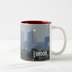 Tasse 2 Couleurs Paysage urbain de Londres - photo jaune canari de