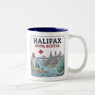 Tasse 2 Couleurs Paysage urbain d'Halifax Nouvelle-Écosse Feuille d