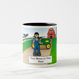 Tasse 2 Couleurs Paysan - Dessin féminin par PrintedPerfection.com