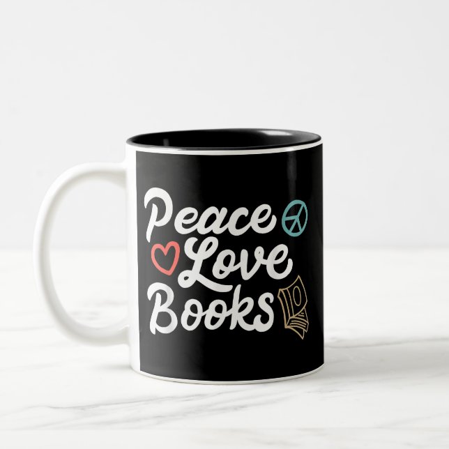 Tasse 2 Couleurs Peace Looks Geeky & Cute Reading (Gauche)