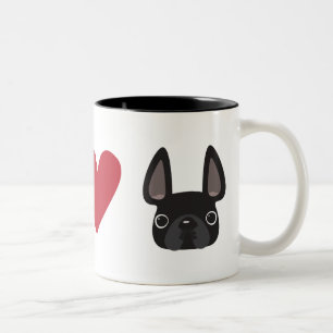 Tasse 2 Couleurs Peace Love French Bulldog - Noir