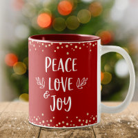 Peace Love Joy Typographie moderne Gold Confetti R