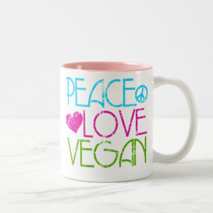 Tasse 2 Couleurs . Peace.Love.Vegan.