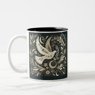 Tasse 2 Couleurs Peaceful Dove Art Mug, Floral Bird Design, Café