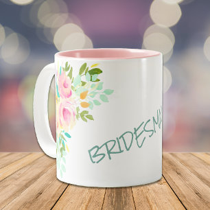 Tasse 2 Couleurs Peach Pink Roses Bridesmaid Mariage
