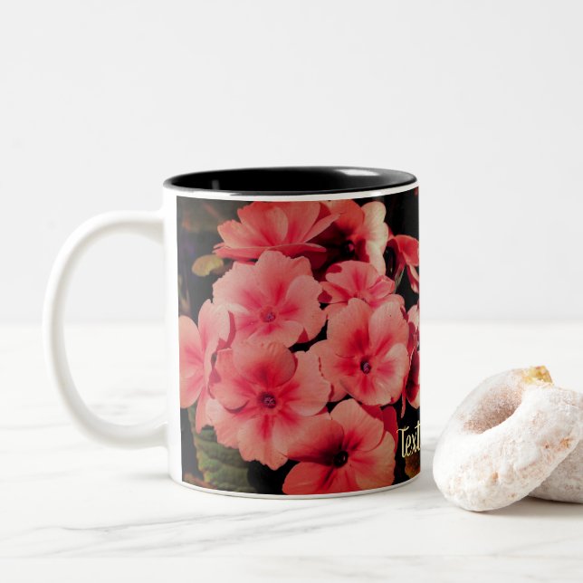 Tasse 2 Couleurs Peach Primrose Flower Art Personnalisé (Avec donut)