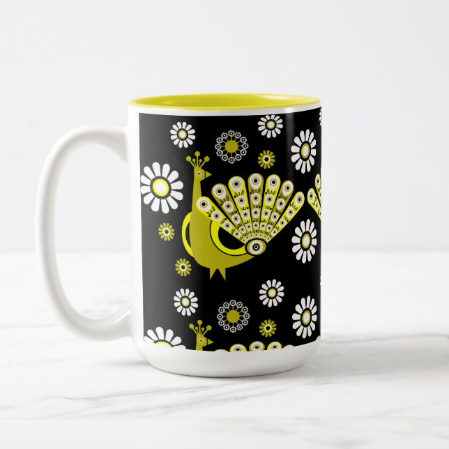 Tasse 2 Couleurs Peacock Bird Art graphique (Gauche)