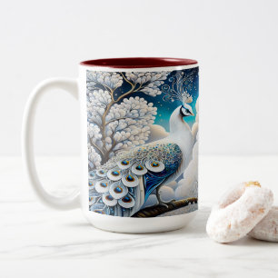 Tasse 2 Couleurs Peacock blanc paradisiaque : Photo personnalisée p