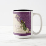 Tasse 2 Couleurs Peacock & Etchings vintage Mariage Hindu Cadeau<br><div class="desc">Cette tasse-cadeau mariage élégante et sophistiquée, allie le meilleur de la tradition et la fraîcheur du contemporain. Le mélange d'éléments d'art Vintage et d'aquarelle contemporaine peinte à la main par Audrey Jeanne Roberts donne une belle qualité intemporelle à cette invitation. Un paon majestueux repose sur d'élégants tourbillons gravés et regarde...</div>