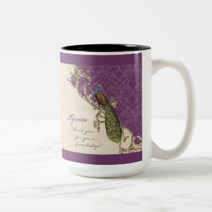 Tasse 2 Couleurs Peacock & Etchings vintage Mariage Hindu Cadeau