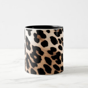 Tasse 2 Couleurs Pêcher Crème noire Leopard animal