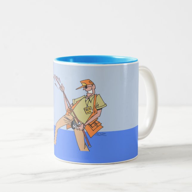 Tasse 2 Couleurs Pêcheur bleu gauche main deux tons muet (Devant droit)