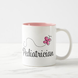 Tasse 2 Couleurs Pédiatre rose mignon de papillon